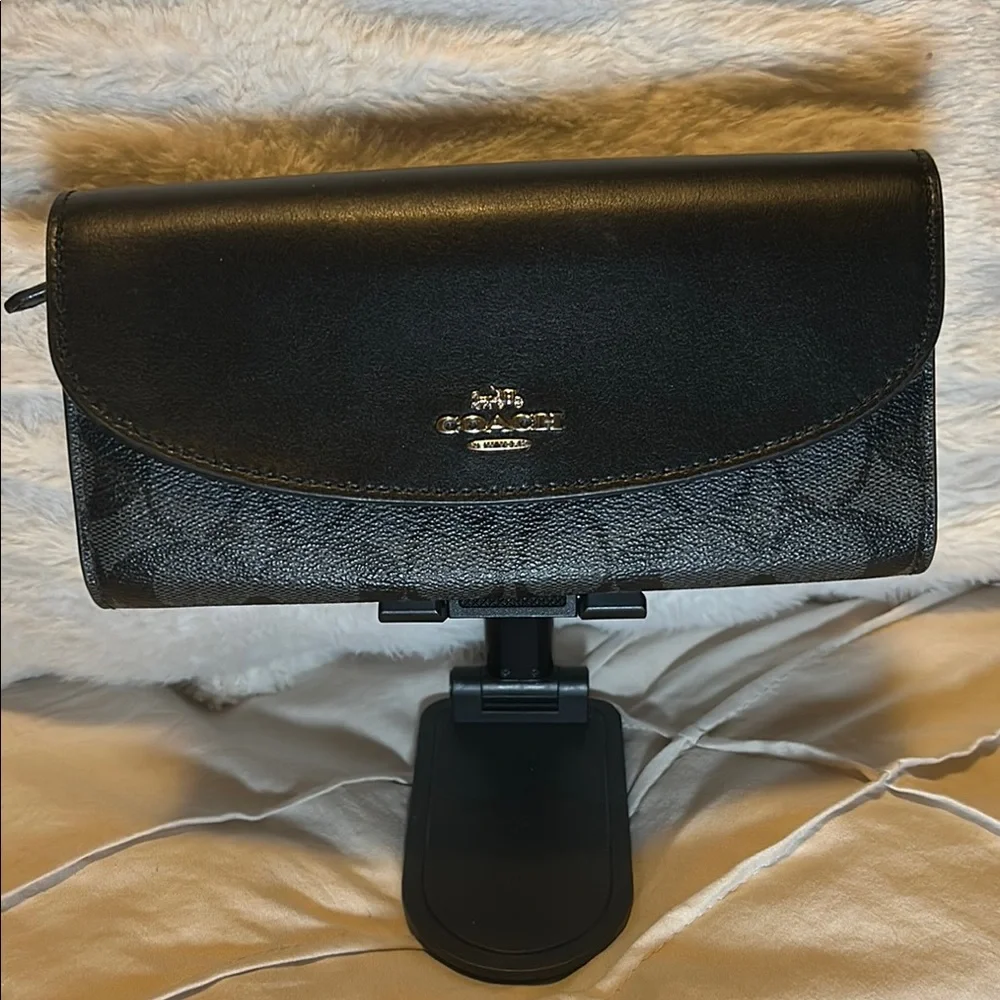 Coach Black Long Wallet with Signature Monogram - Picture 1 of 14